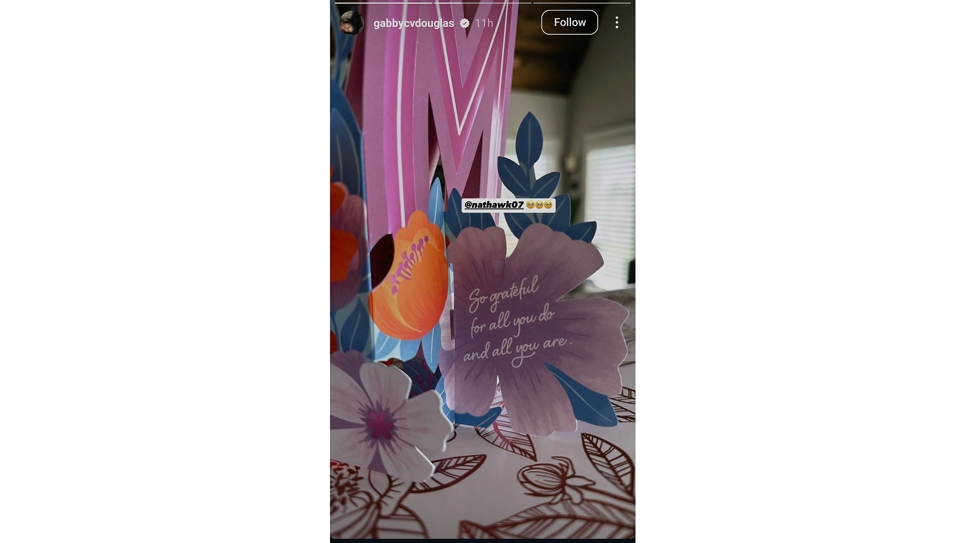 Douglas' second story feat mother's presents (Image via: Douglas' Instagram)